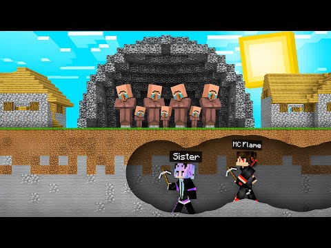 We Rescue villagers from Bedrock Trap in minecraft