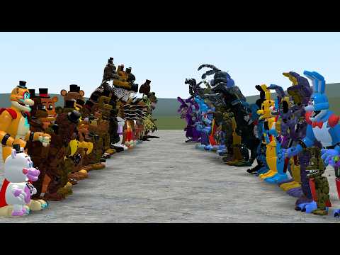 ALL FREDDYS VS ALL BONNIES ALL FNAFS 1-10 ANIMATRONICS In Garry's Mod!