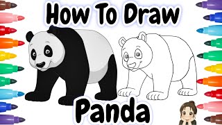 How To Draw A Panda For Kids 🐼 Cartoon Panda Easy Drawing | Wild Animals Step-by-Step Drawing