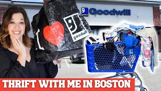 Surprise Thrift Scores in Boston! THRIFT WITH ME at Goodwill Thrift Haul for Poshmark Reseller