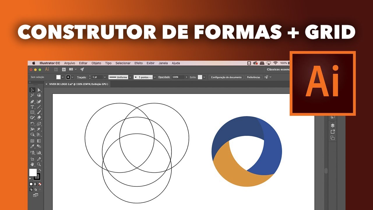 Criar logo no Illustrator: Construtor de formas + Grid - RÁPIDO e PRÁTICO