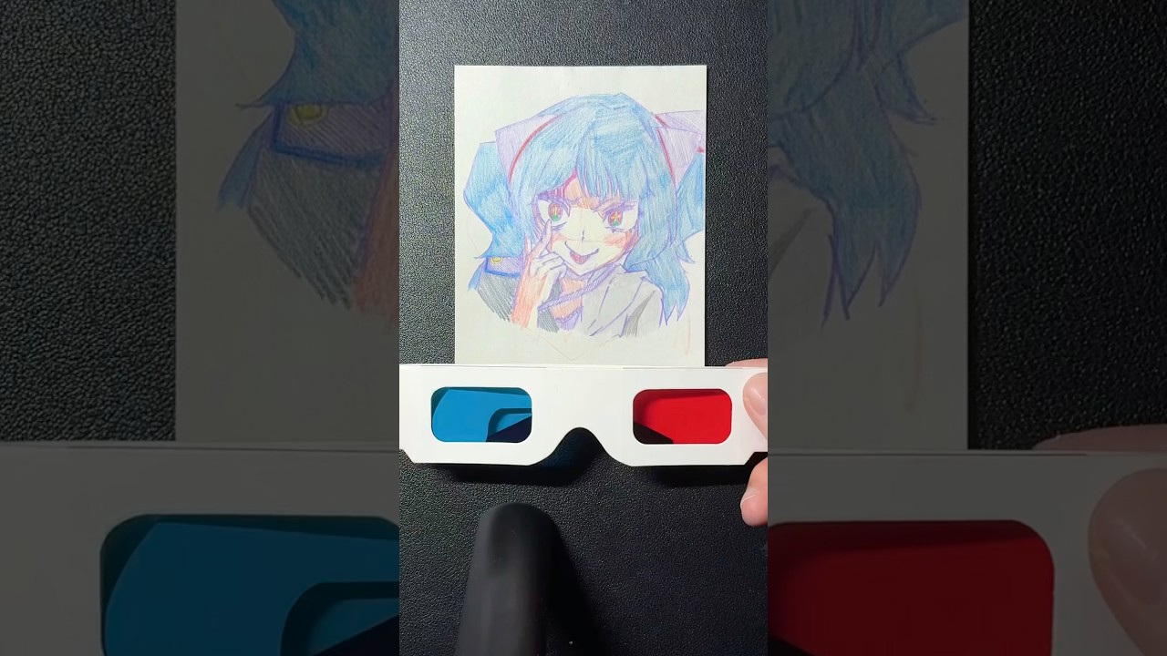 3dメガネアート🎨初音ミク描いてみた✒️#hatsunemiku #3dart #howtodraw #art #drawing