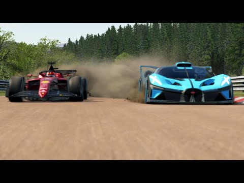 F1 Ferrari F1-75 Charles Leclerc vs Bugatti Bolide at Nordschleife Gravel