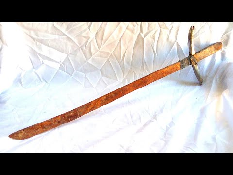 Restoration of a very old sword from the ancient historical wars in Northern Europe 500 years ago
