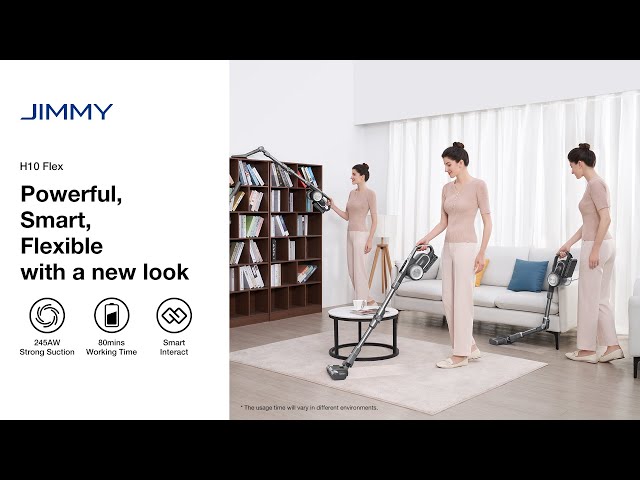 Vídeo relacionado con Jimmy H10 Flex Escoba Eléctrica Inteligente Inalámbrico Flexible Batería Desmontable, 600W, 245 AW Potencia, Autonomía 80 Minutos, Filtro HEPA y Luces LED