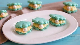 조개 마카롱~ 치즈케이크 필링! shell macarons, 貝マカロン /젠엔콩