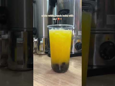 Make White Peach Boba with us! 😋✨🧋 #bubbletea #cafe #foodandbeverage