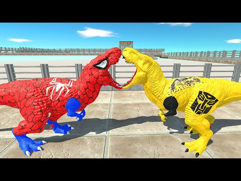 SPIDER T-REX VS CARNIVORE DINOSAURS T-REX DEATH RUN - Animal Revolt Battle Simulator