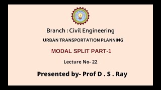 Urban Transportation Planning | Modal Split Part-1| AKTU Digital Education
