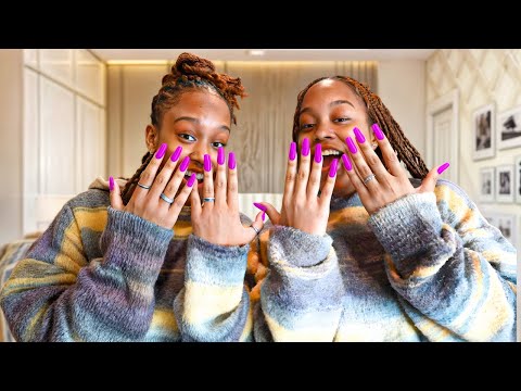 WE GOT ACRYLIC NAILS FOR OUR 22ND BIRTHDAY!! *FIRST TIME* | VLOGMAS