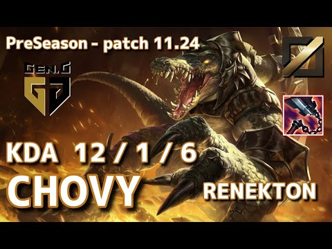 【KRサーバー/C1】Gen.G Chovy レネクトン(Renekton) VS NS.C FIESTA サイラス(Sylas) - Patch11.24 KR Ranked【LoL】