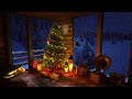 Christmas Ambience in a Cozy Winter Cabin with Snowfall and Fireplace Sounds | Merry Christmas 2023