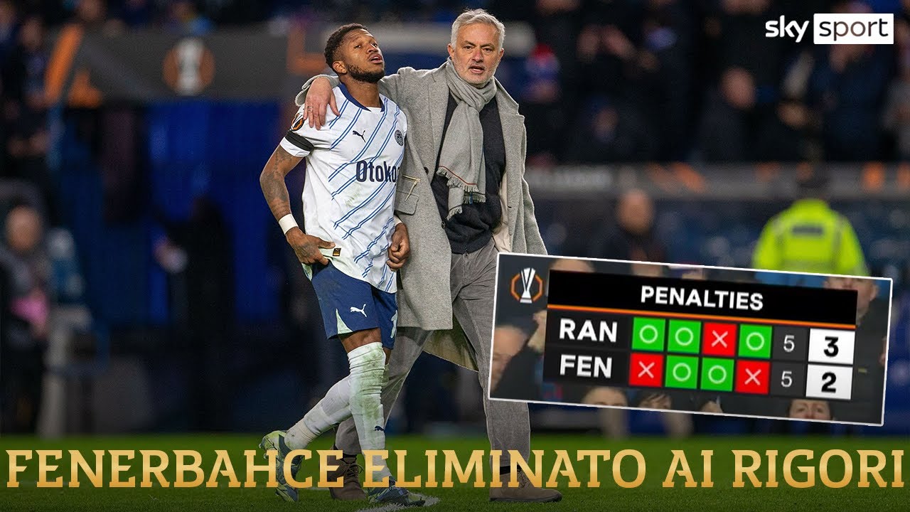 Rangers-Fenerbahce, la sequenza dei calci di rigore: Mourinho eliminato dall'Europa League