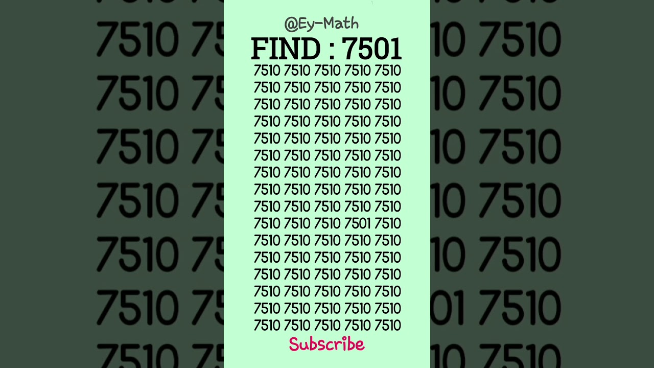 Dig out the odd 7501 in 5 seconds! #fypyoutube #fypシ゚ #fyp #iqtest #shorts