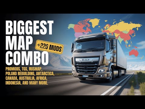 THE BIGGEST ETS2 1.55 MAP COMBO | (Promods, TGS, Poland, Antarctica, Canada, Australia, PJ Indo,...)