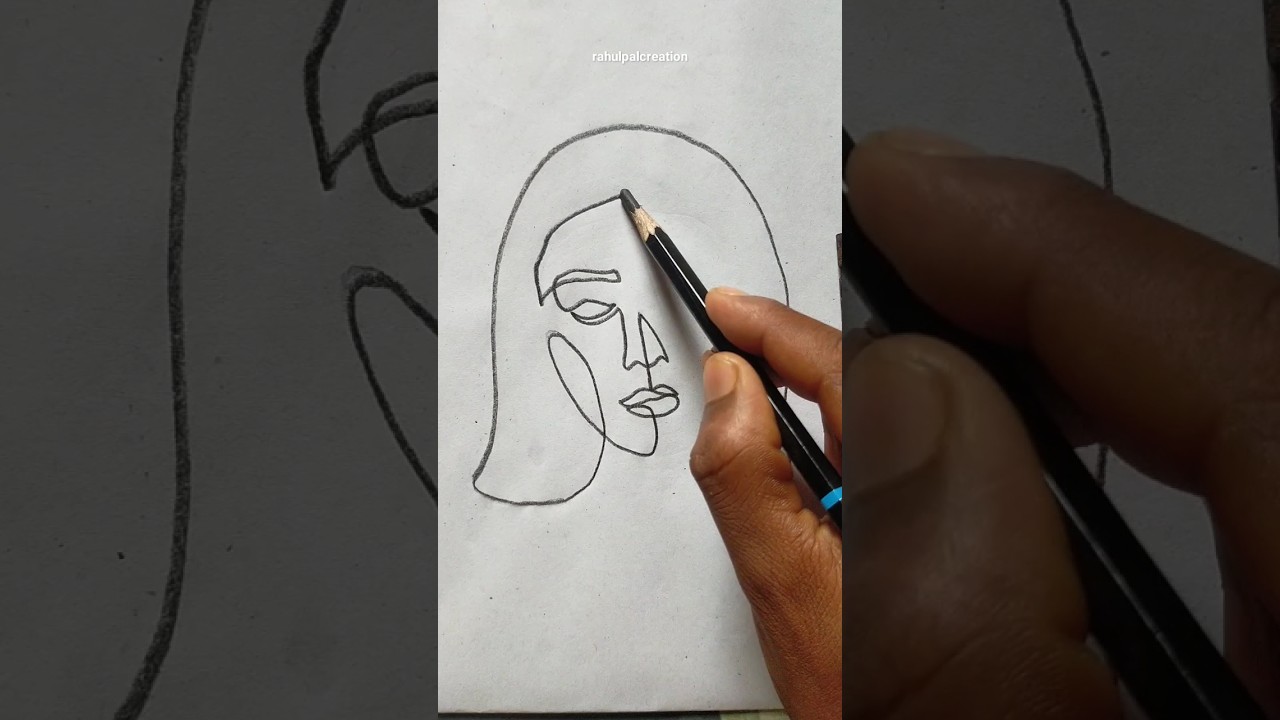 woman face one line continuous single line art | #shorts