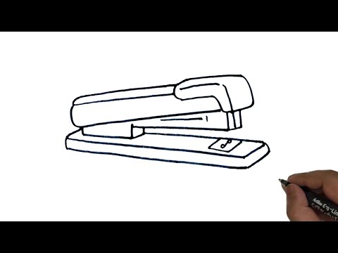 How to draw a Stapler Machine easy and step by step