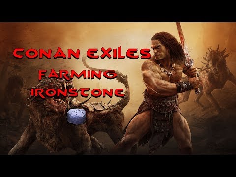 Farm Ironstone at low level character. Conan Exiles