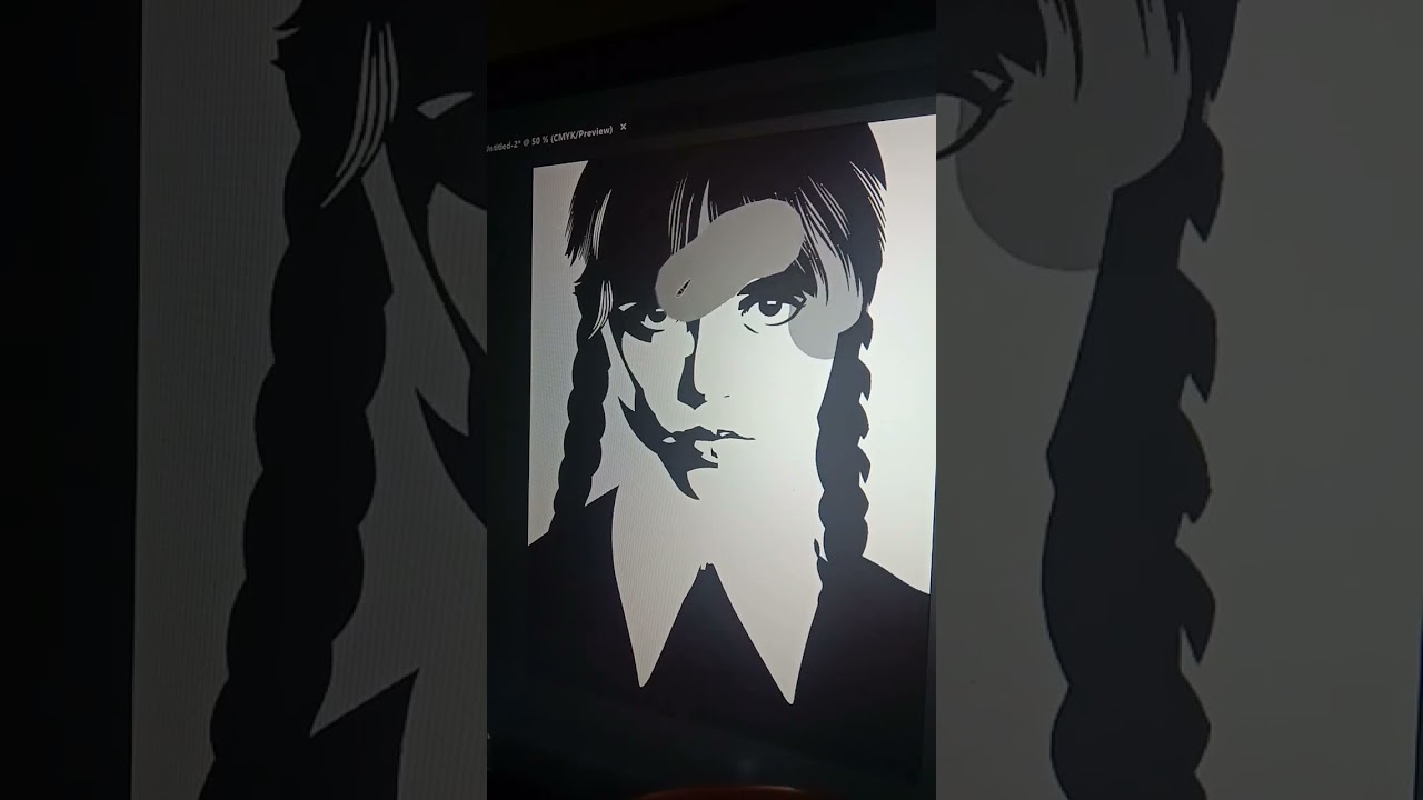 Drawing 😈 wednesday addams | adobe illustrator #illustrator #wednesday #wednesdayaddams #viral