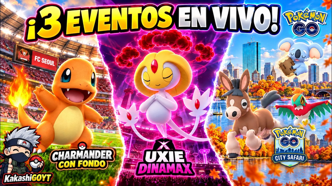 🔴 ¡3 EVENTOS EN DIRECTO!🔥Charmander con FONDO + Uxie DINAMAX + City Safari | Pokémon GO