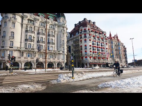 Walking in Strandvägen , Djurgårdsbron , Stockholm City ,4K 60 fps