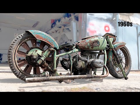 Restoration Heavy Soviet Motorcycle 1960s - Old Abandoned 650cc Opposite | 4-stroke engine