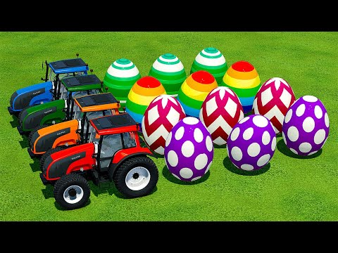 TRANSPORT COLORED EGGS WITH VALTRA TRACTORS - Farming Simulator 22