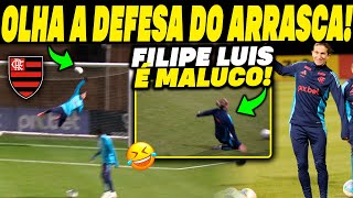 FILIPE LUÍS É MALUCO, OLHA OQ ELE FEZ NO TREINO DO FLAMENGO! ARRASCA E WESLEY DE GOLEIRO 🤣🤣