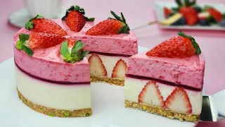 No-Bake / No-Egg / 딸기 치즈케이크 만들기 / Strawberry Cheesecake Recipe / ストロベリーチーズケーキ / स्ट्रॉबेरी चीजकेक