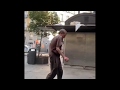 Old man moonwalking to supermarket music