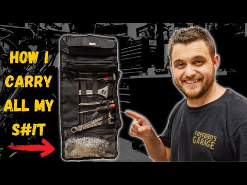 Kemimoto Tool Roll Bar Bag Install on a Harley-Davidson FXR