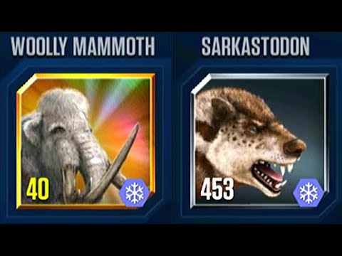 WOOLLY MAMMOTH VS SARKATODON | JURASSIC WORLD THE GAME
