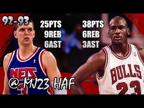 Michael Jordan vs Dražen Petrović Highlights Bulls vs Nets (1992.12.12) - 63pts total!
