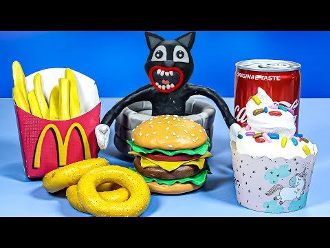 Cartoon Cat Eating McDonald's Burger Set | Amazing ASMR Eating Sounds & Funny Video