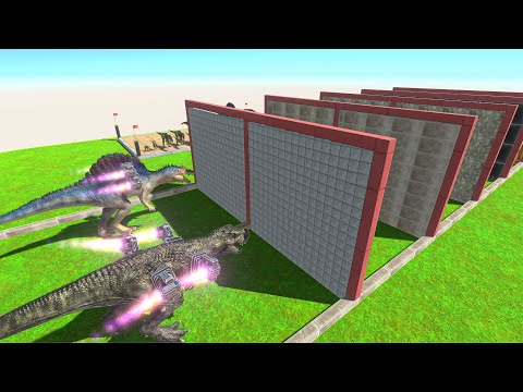 Carnivore Dinosaurs Race Through Blocks with Jet Engines - Animal Revolt Battle Simulator