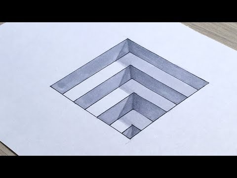 How to Draw 3D Steps in a Hole. Easy 3D Trick Art for Kids.