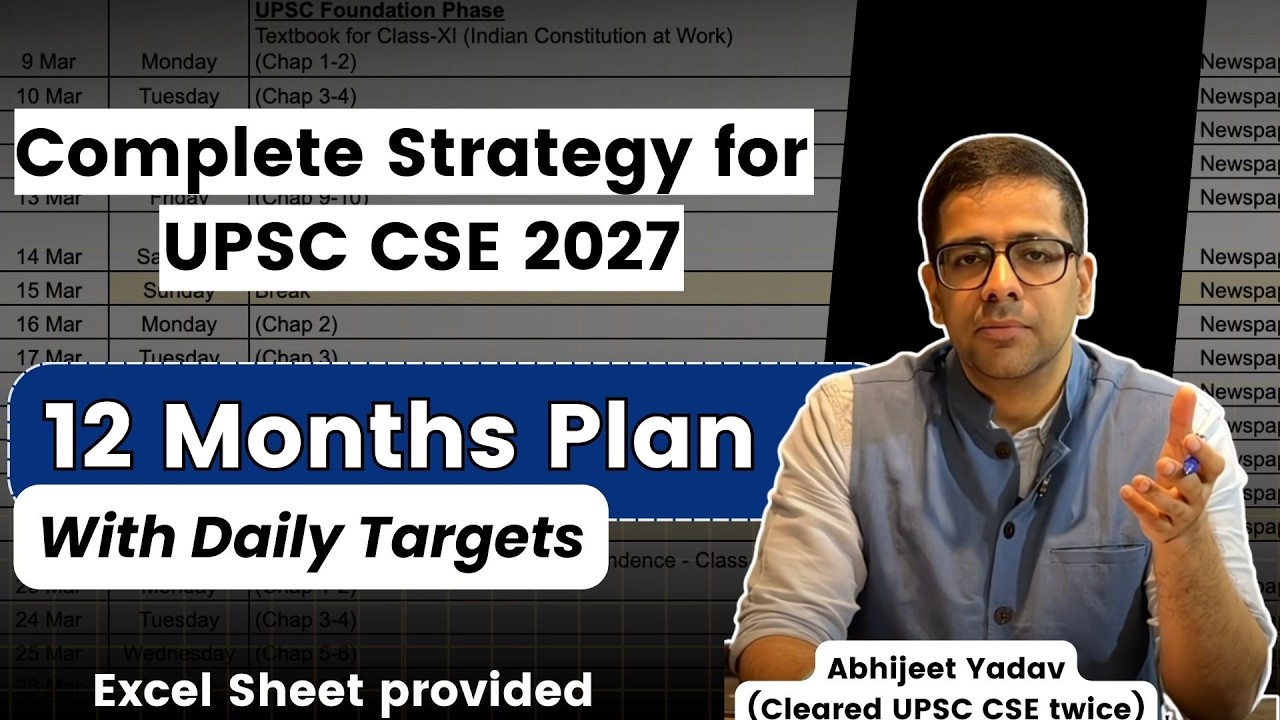1 Year Plan for UPSC 2027 with daily targets | Strategy for UPSC CSE 2027