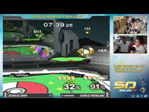 Last Stock SD #16 - CG | Zephyr (Fox) vs CG | Trichael Man (Fox) - SSBM Losers Semis - Melee