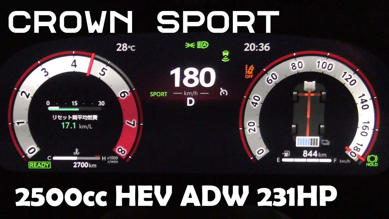 (2023y) New CROWN SPORT (2.5HEV) acceleration test.up to max speed. (2.5L HEV 231hp)AZSH36W  TOYOTA