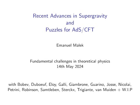 Emanuel Malek - Recent Advances in Supergravity and Puzzles for AdS/CFT