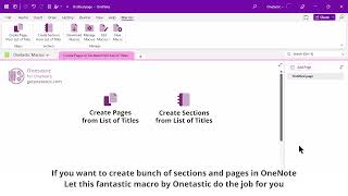 How to quickly create pages and sections in OneNote
