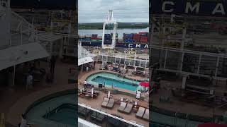 Where the party starts, top pool deck on MSC Seascape at PortMiami Aug7 25 #drone #cruise #departure