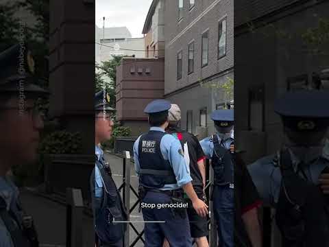 ‘Stop genocide’: Activist stopped by police at Tokyo's Israeli Embassy | AJ #shorts