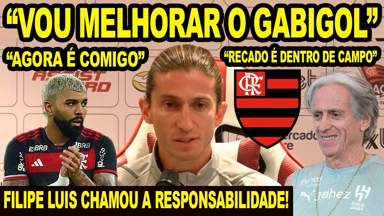 FILIPE LUIS CHAMOU A RESPONSABILIDADE! E PROMETEU MELHORAR O GABIGOL! COLETIVA DE APRESENTAÇÃO! E+