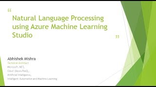Natural Language Processing Using Azure Machine Learning Studio