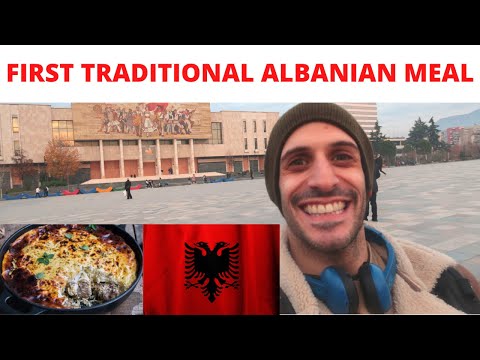 FIRST TRADITIONAL ALBANIAN Meal In Tirana!!! | Tavë kosi & Rakia In Albania!!!