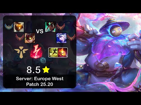 Bard Support + Ziggs vs Karma + Ashe - EUW Challenger - Patch 25.20