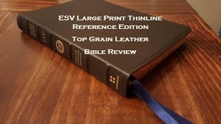 ESV Large Print Thinline Reference bible in top grain leather upgraded by Guerrero Leather Rebinds