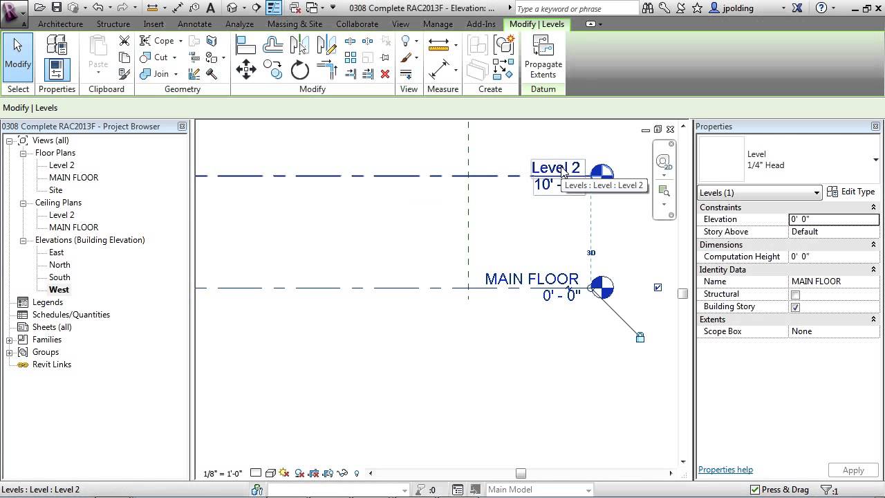 Revit Architecture 2013 Tutorial | Levels