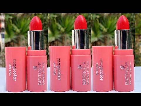 Biotique Natural Makeup Magicolor Lipstick shade Costa Chic review & lipSwatches | RARA | Video